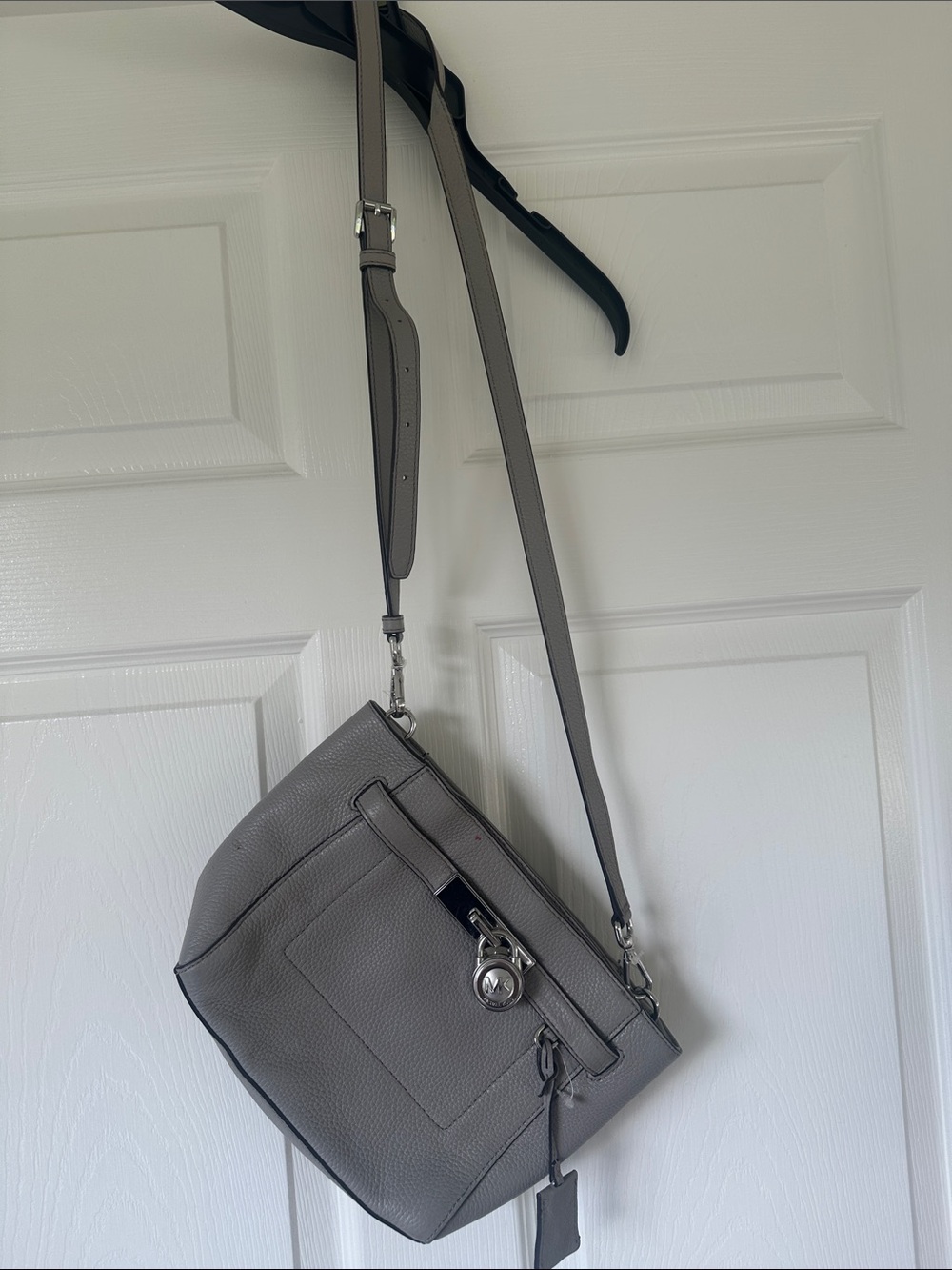 Michael Kors Gray Pebbled Leather Crossbody Bag